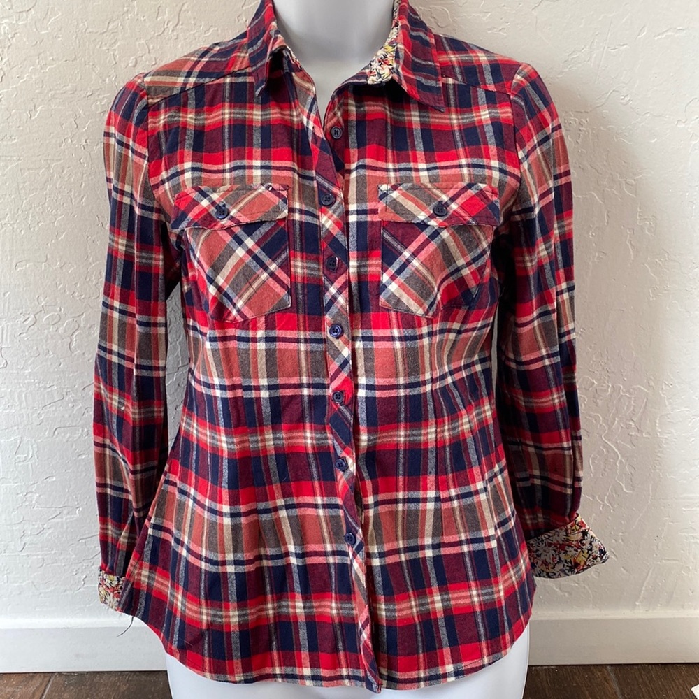Leshop plaid button down top